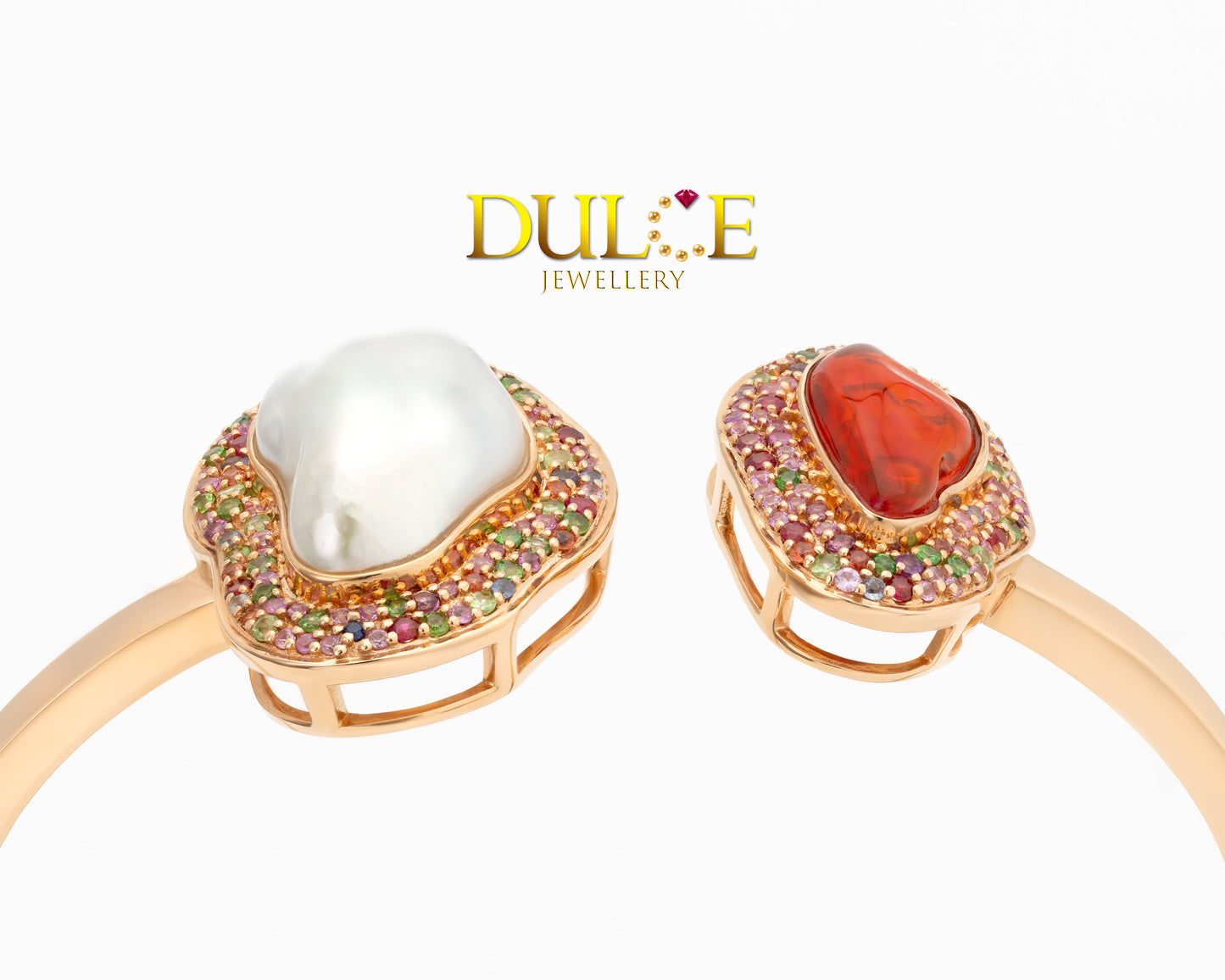 18K Gold Fire Opal & Multi-color Gemstone Earrings