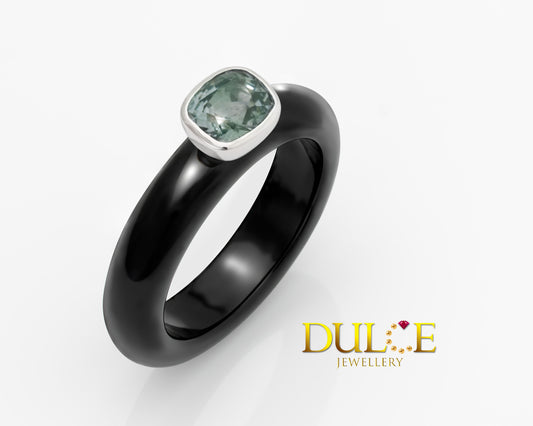 18K Gold Spinel Black Agate Ring