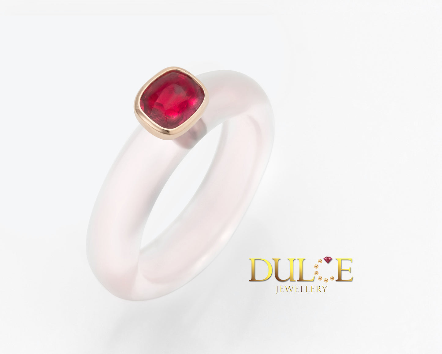 18K Gold Spinel Rose Quartz Ring