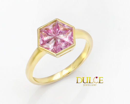 9K Gold Pink Sapphire Ring