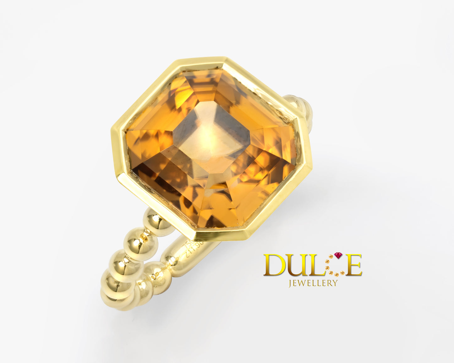 18K Gold Brown Zircon Ring