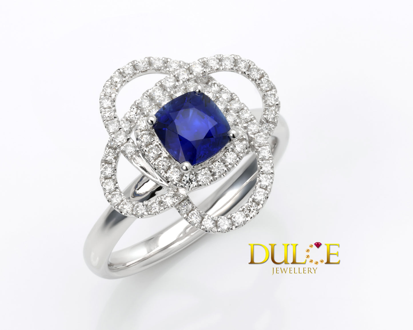 18K Gold Blue Sapphire & Diamond Ring