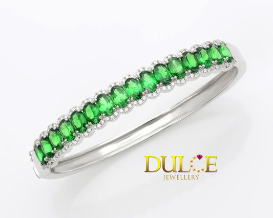 18K Gold Tsavorite Diamond Bangle (GBTSV4751)