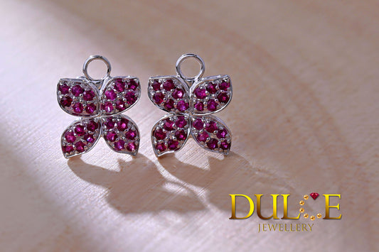 18K White Gold Ruby Earrings Lower Part (GERUBY4198)