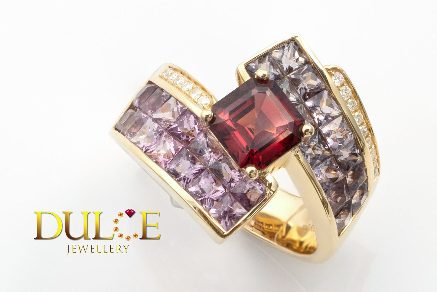 18K Gold Red Spinel, Pink Spinel Diamond Ring  (GRRS4700)