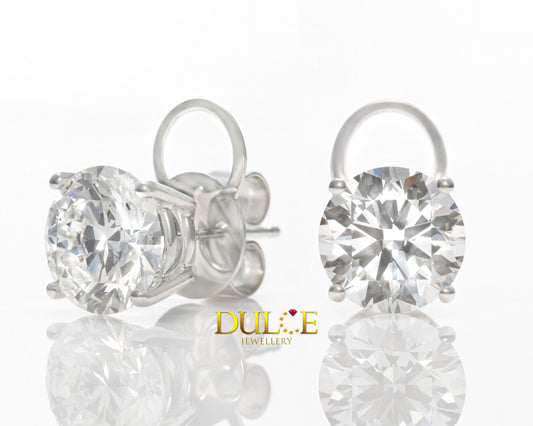 18K Gold Lab-Grown Diamond Earrings With 18K Gold Earrings Backs