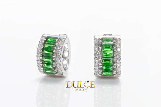 18K Gold Tsavorite Diamond Earrings(GETSVDW)