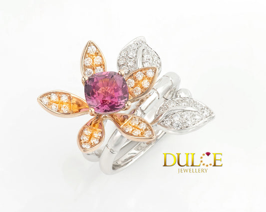 18K Gold Pink Spinel Diamond Ring (GRPSP&D)