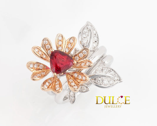 18K Gold Red Spinel Diamond Ring (GRRS&D)