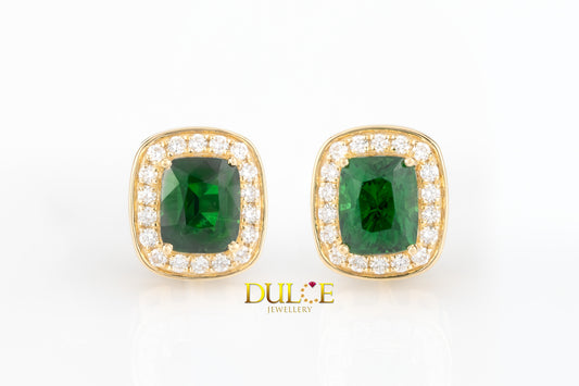 18K Gold Tsavorite Diamond Earrings(GETSVD5365)