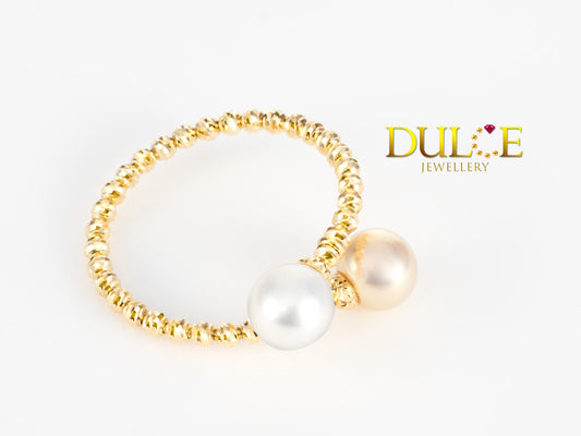 18K Yellow Gold Freshwater Pearls Ring