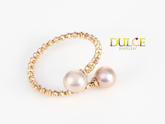 18K Rose Gold Freshwater Pearls Ring