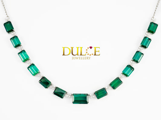 18K Gold Green Tourmaline Diamond Necklace (GNBGTM4070)