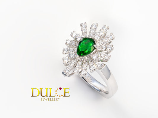 18K Gold Tsavorite & Diamond Dual Purpose Ring/Pendant (GRPTSVD3747)