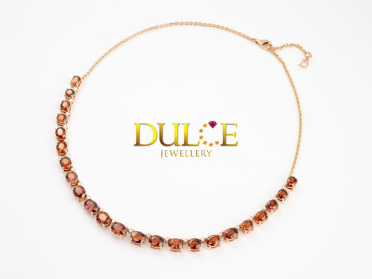 18K Gold Brown Zircon Necklace