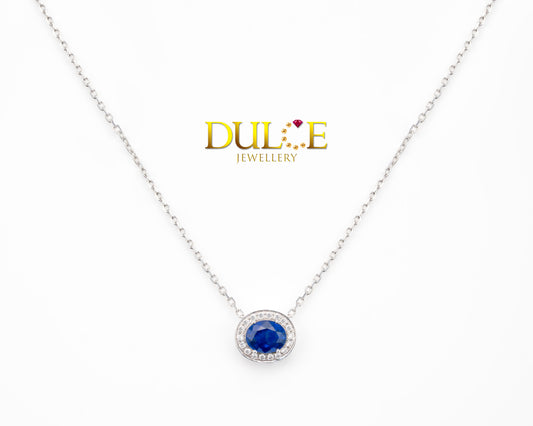 18K Gold Blue Sapphire Necklace