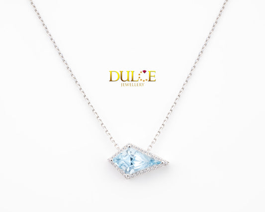 18K Gold Aquamarine Diamond Necklace