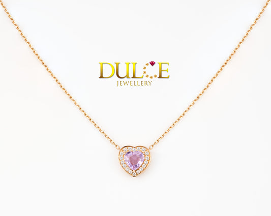 18K Gold Pink Sapphire Necklace