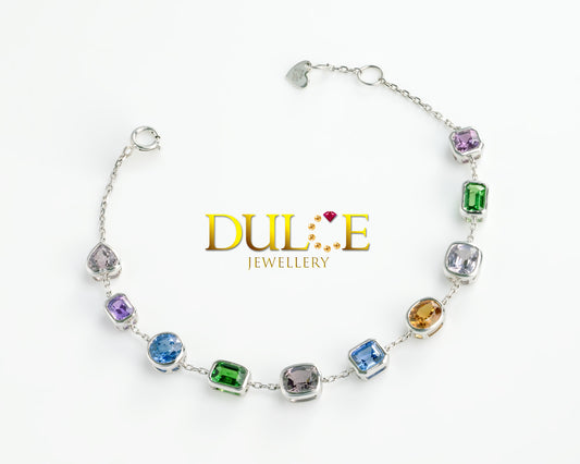 18K Gold Multi Gemstones Bracelet