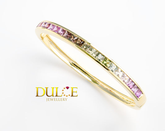 9K Gold Sapphire Bangle