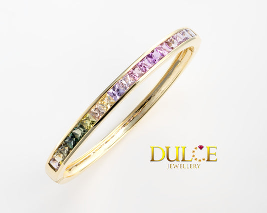 9K Gold Sapphire Bangle