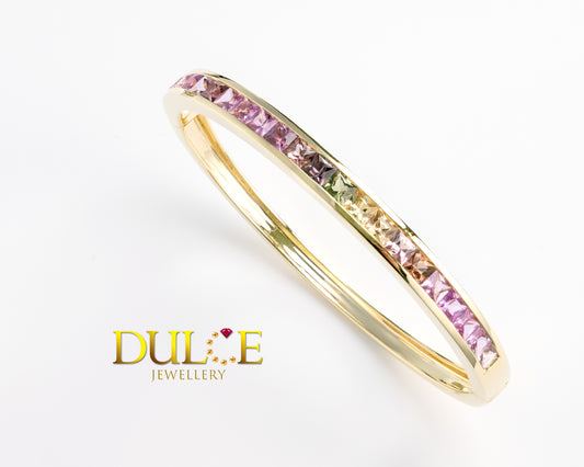 9K Gold Sapphire Bangle