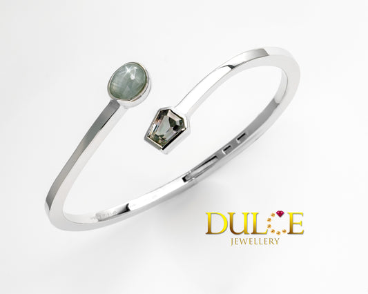 Star Sapphire & Spinel Silver Bangle (SBANS&SP3)