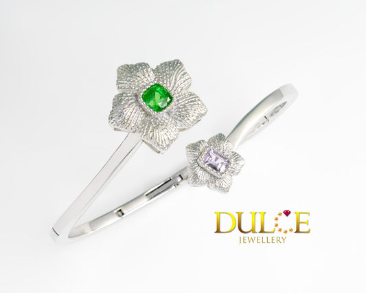 Tsavorite & Sapphire Silver Bangle (SBTSV&PS)