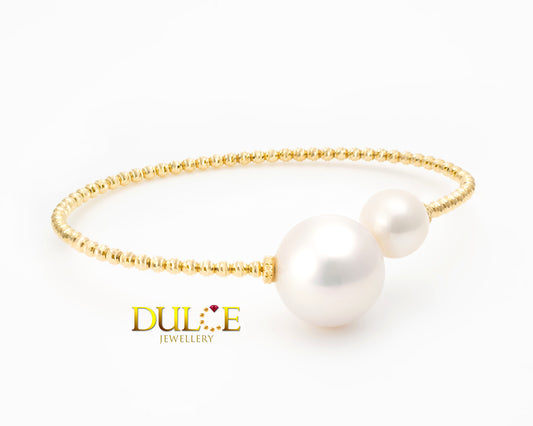 18K Gold Freshwater Pearls Bangle