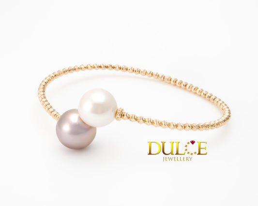 18K Gold Freshwater Pearls Bangle