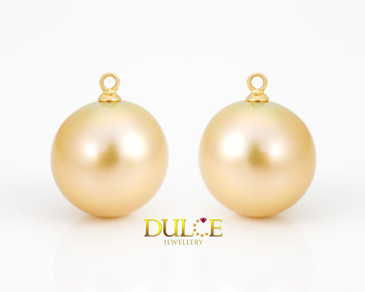 18K Gold Golden Southsea Pearls Earrings Lower Part