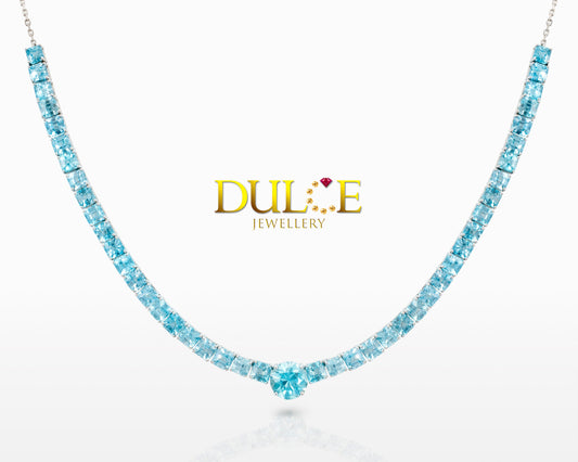 18K Gold Blue Zircon Necklace