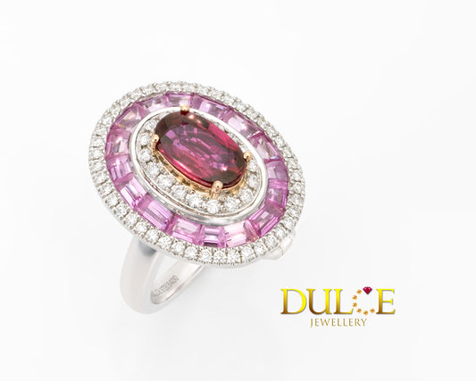 18K Gold Ruby, Pink Sapphire & Diamond Dual Purpose Ring/Pendant