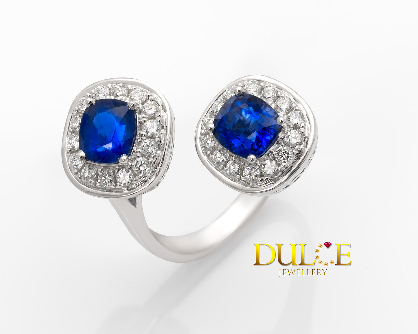 18K Gold Blue Sapphire & Diamond Ring