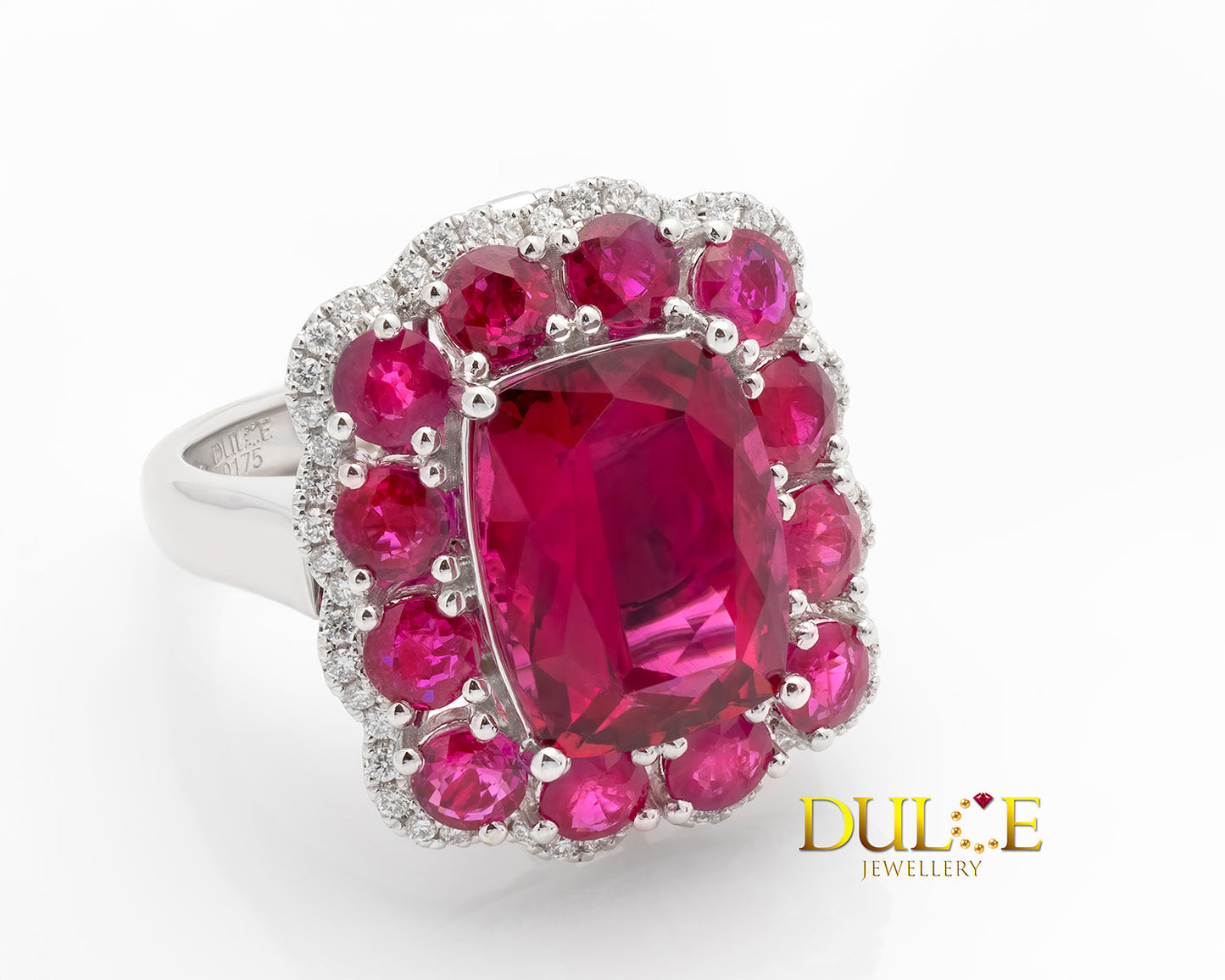 18K Gold Rubellite Tourmaline Ruby Halo Dual Purpose Ring/Pendant