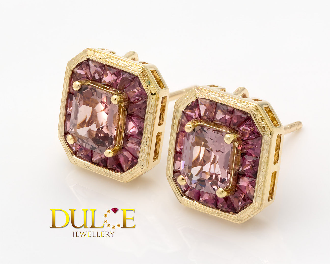 9K Gold Spinel Halo Earrings