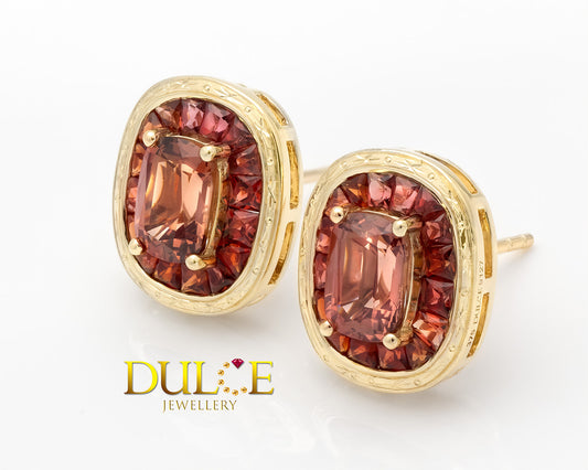 9K Gold Spinel Halo Earrings