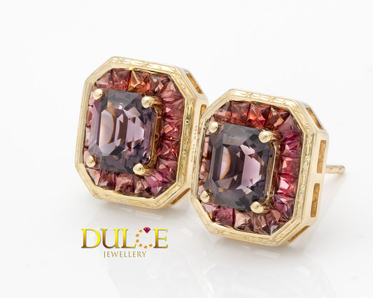 9K Gold Spinel Halo Earrings