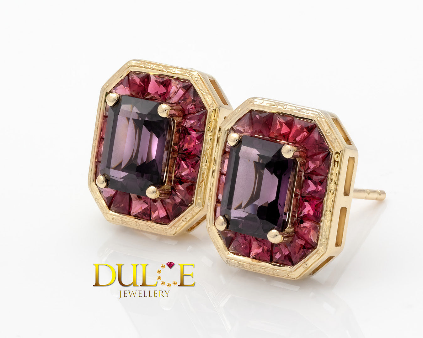 9K Gold Spinel Halo Earrings