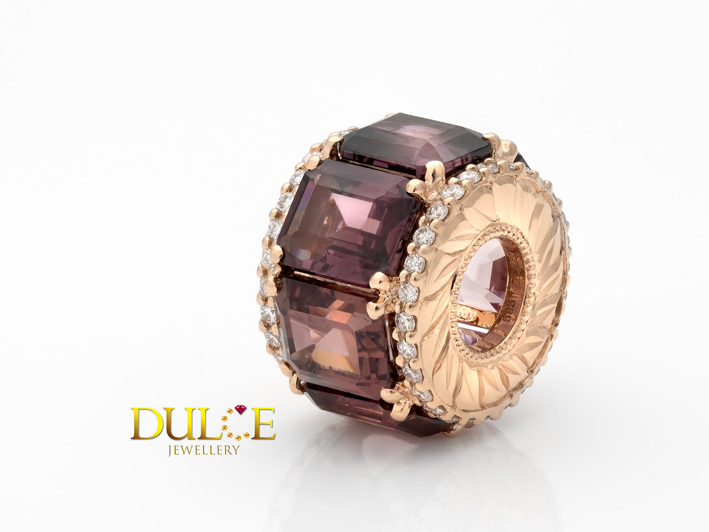 14K Gold Spinel Diamond Roundel