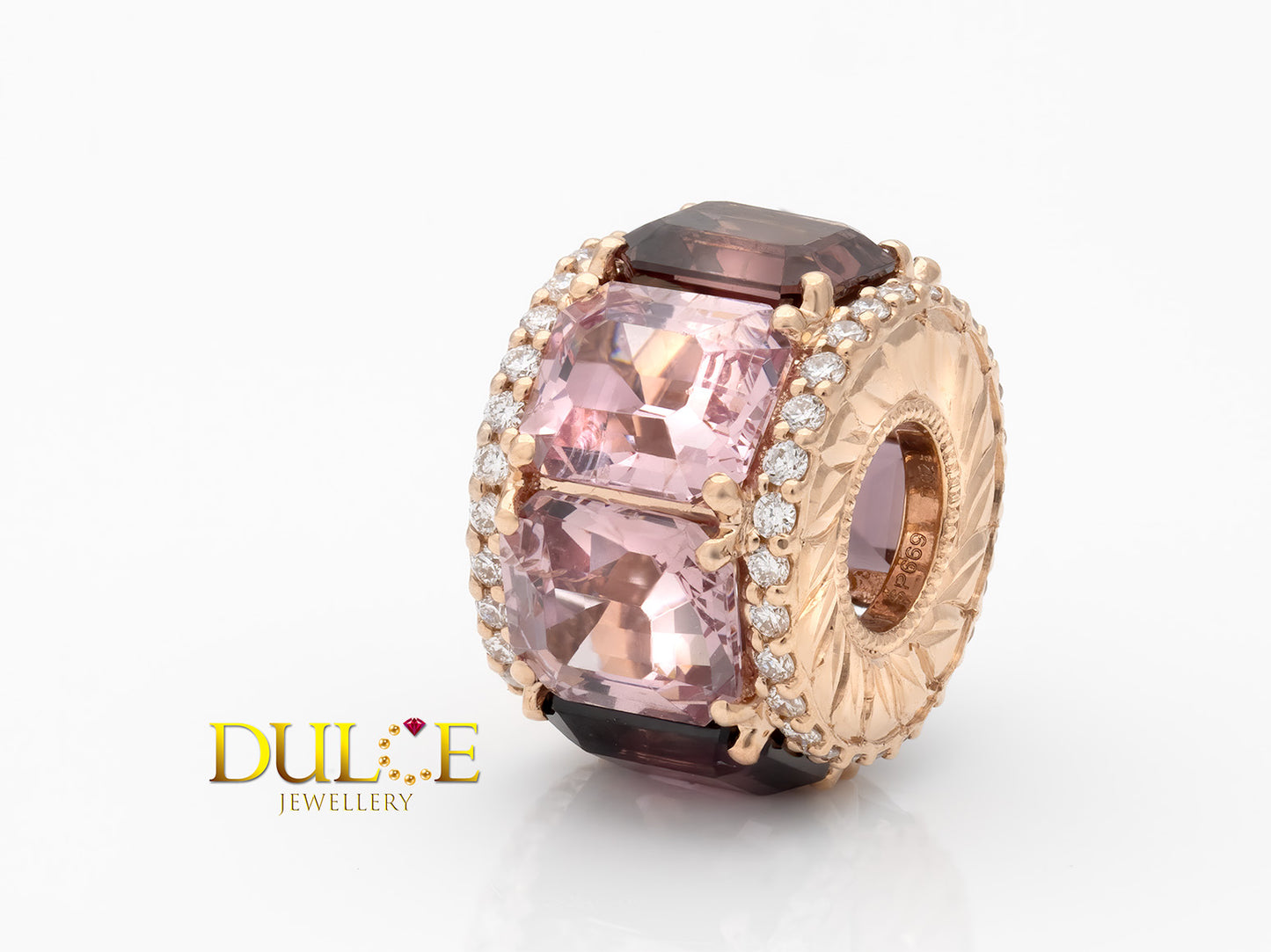 14K Gold Spinel Diamond Roundel