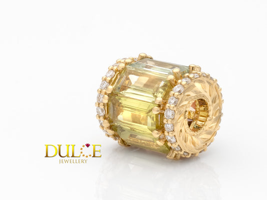 18K Gold Sapphire Diamond Roundel