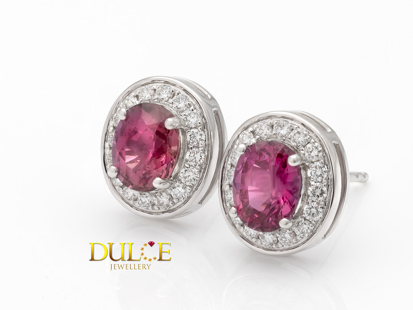 18K Gold Pink Sapphire Diamond Earrings