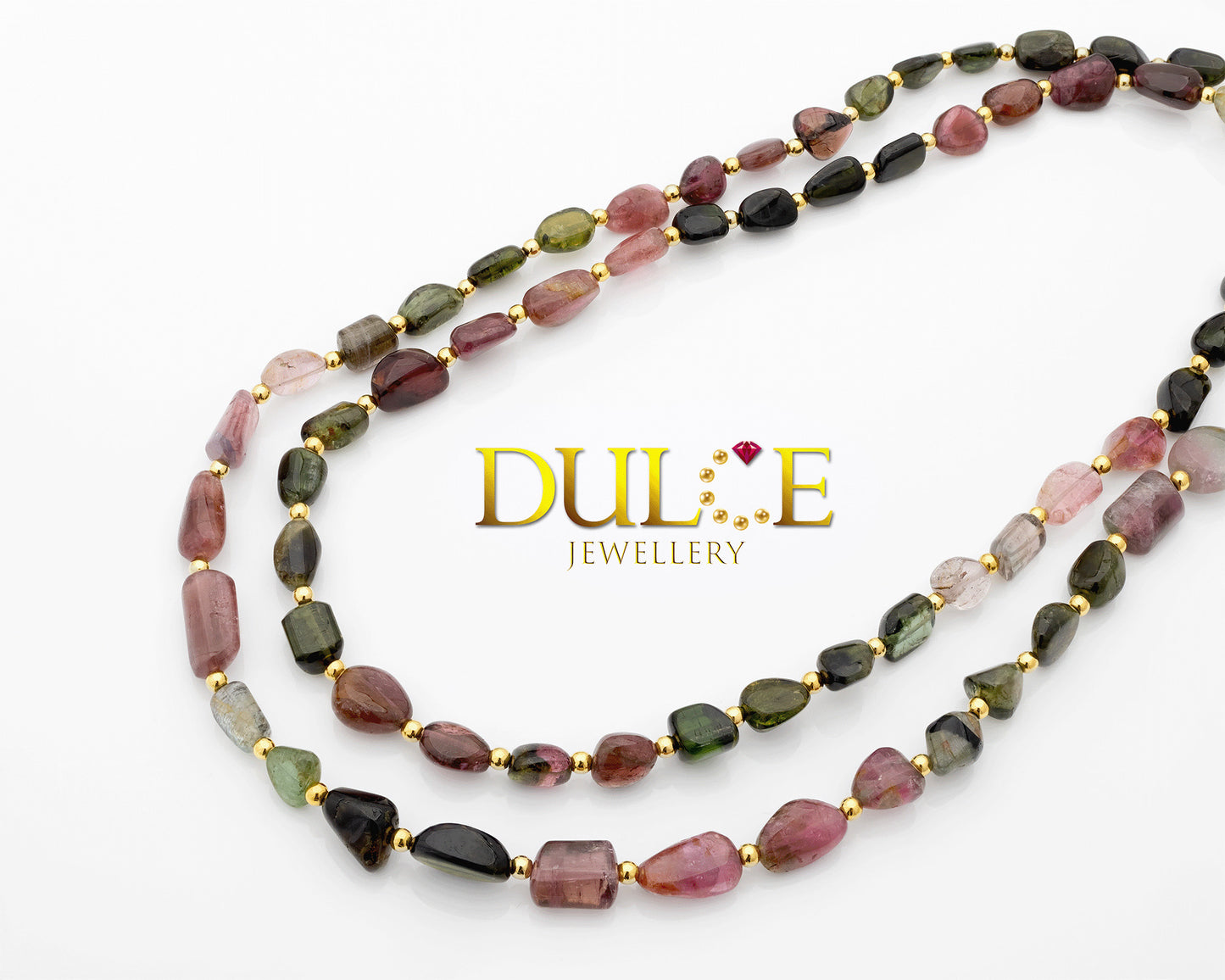 32 inches Silver Clasp Tourmaline Necklace