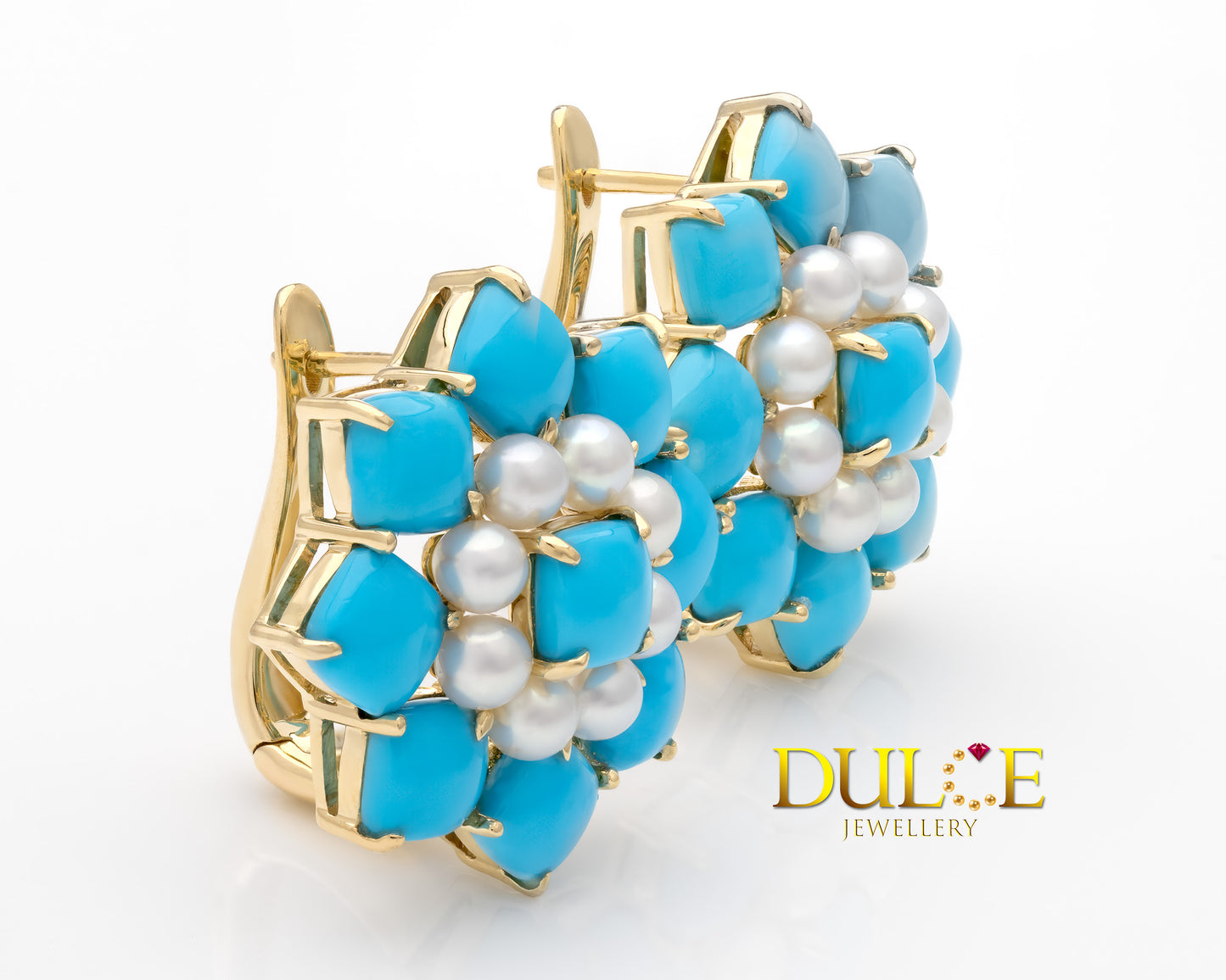 9K Gold Sleeping Beauty Turquoise Earrings