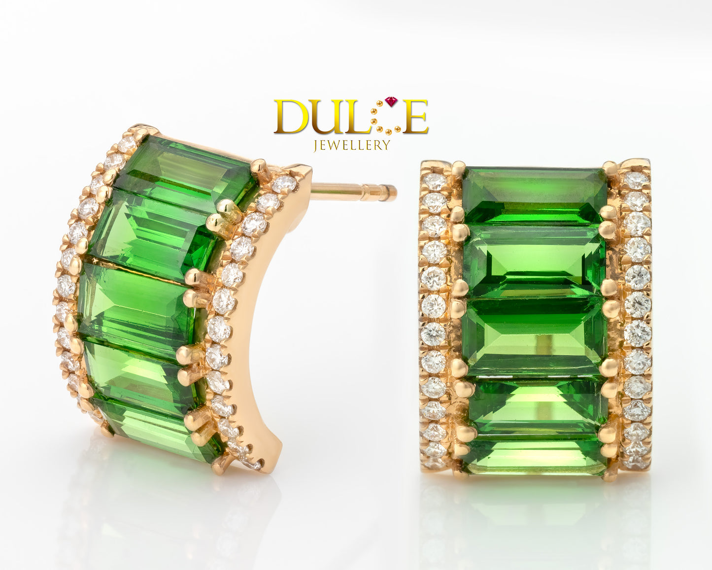 18K Yellow Gold Tsavorite Diamond Earrings