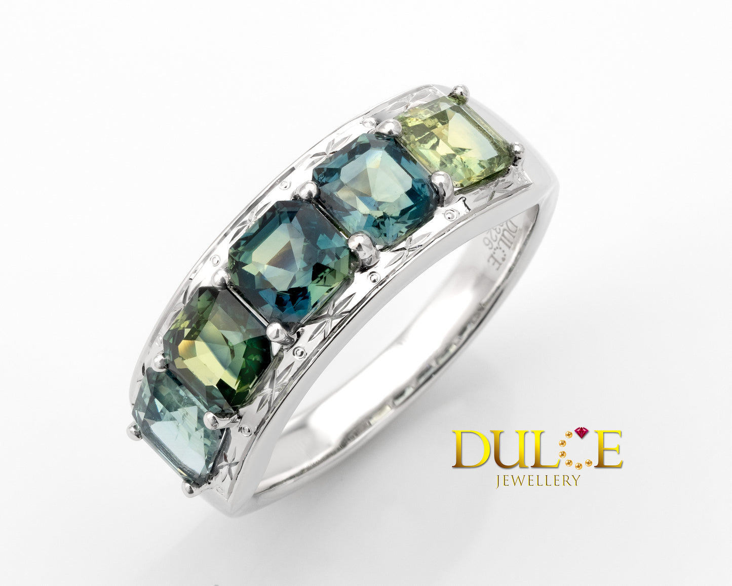 14K White Gold Green Sapphire Ring