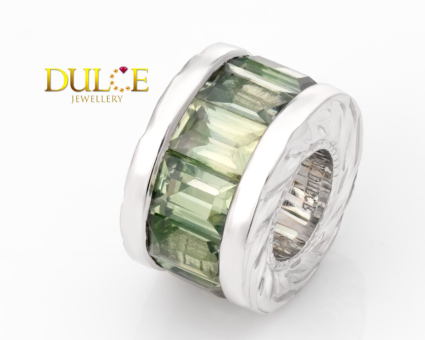 18K Gold No Heat Green Sapphire Roundel