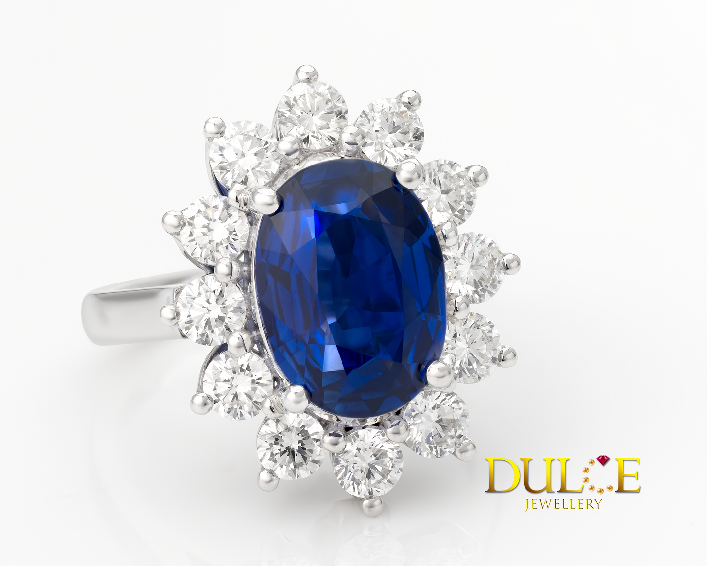 18K Gold Blue Sapphire & Diamond Ring