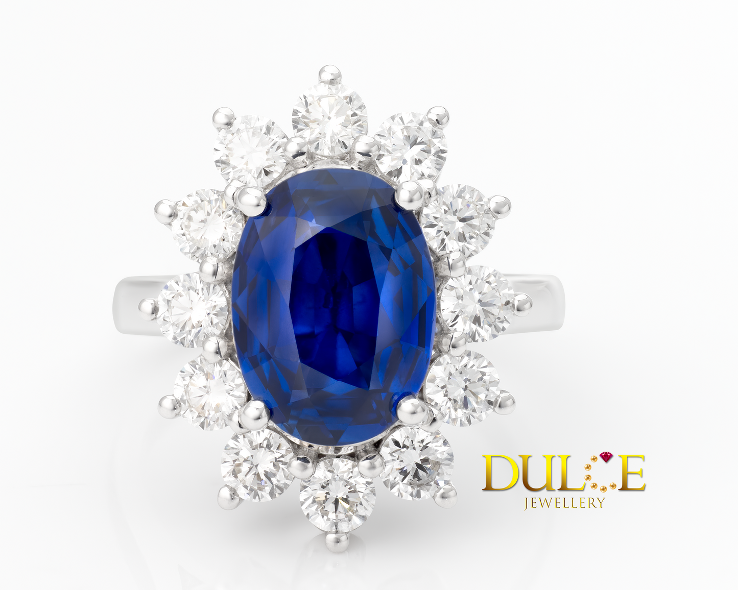 18K Gold Blue Sapphire & Diamond Ring